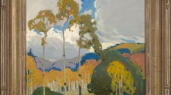 Victor Higgins, Aspens, c. 1932, oil on canvas, 12 x 14 in. Collection of Harwood Museum of Art.